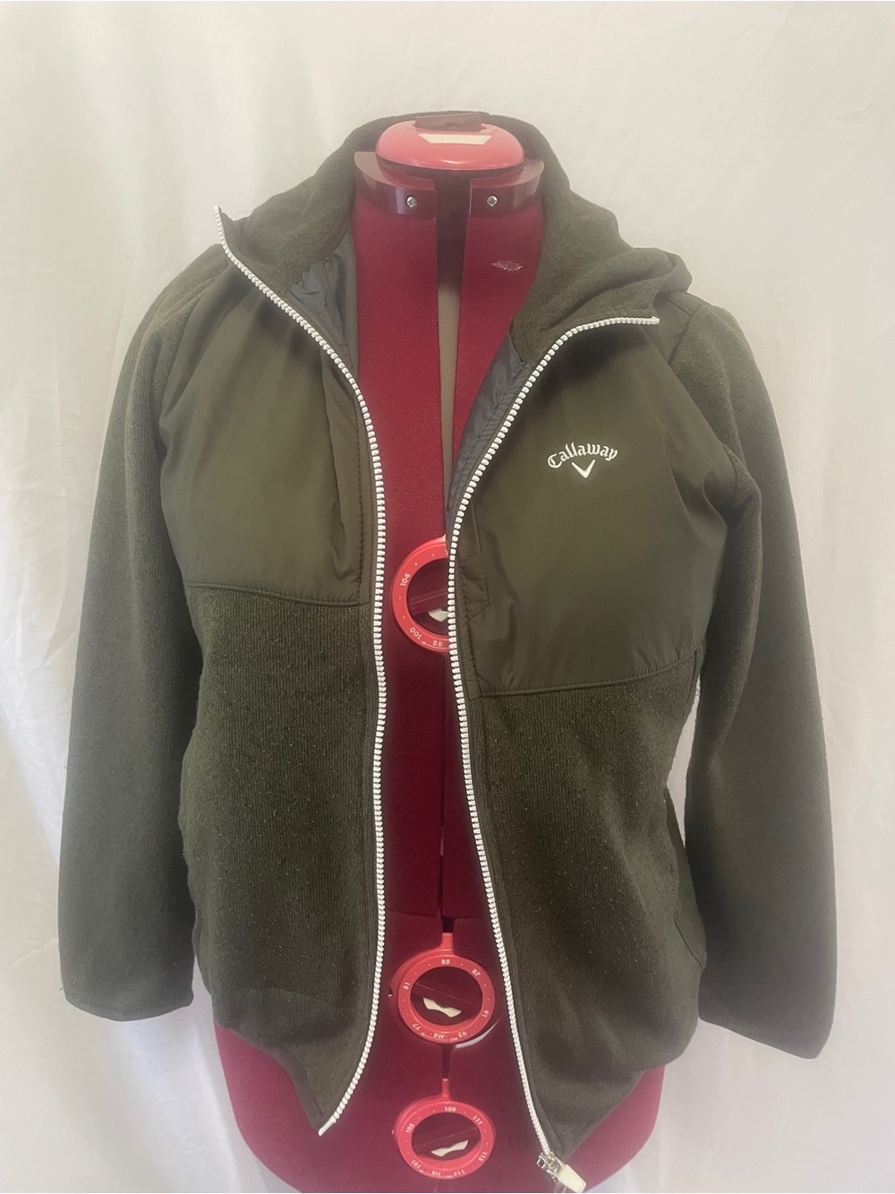 Callaway ladies large Olive Green Hooded Full-Zip golf Jacket